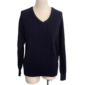 Brandy Melville Cable knit V Neck Sweater Long Sleeve Pullover Old Money